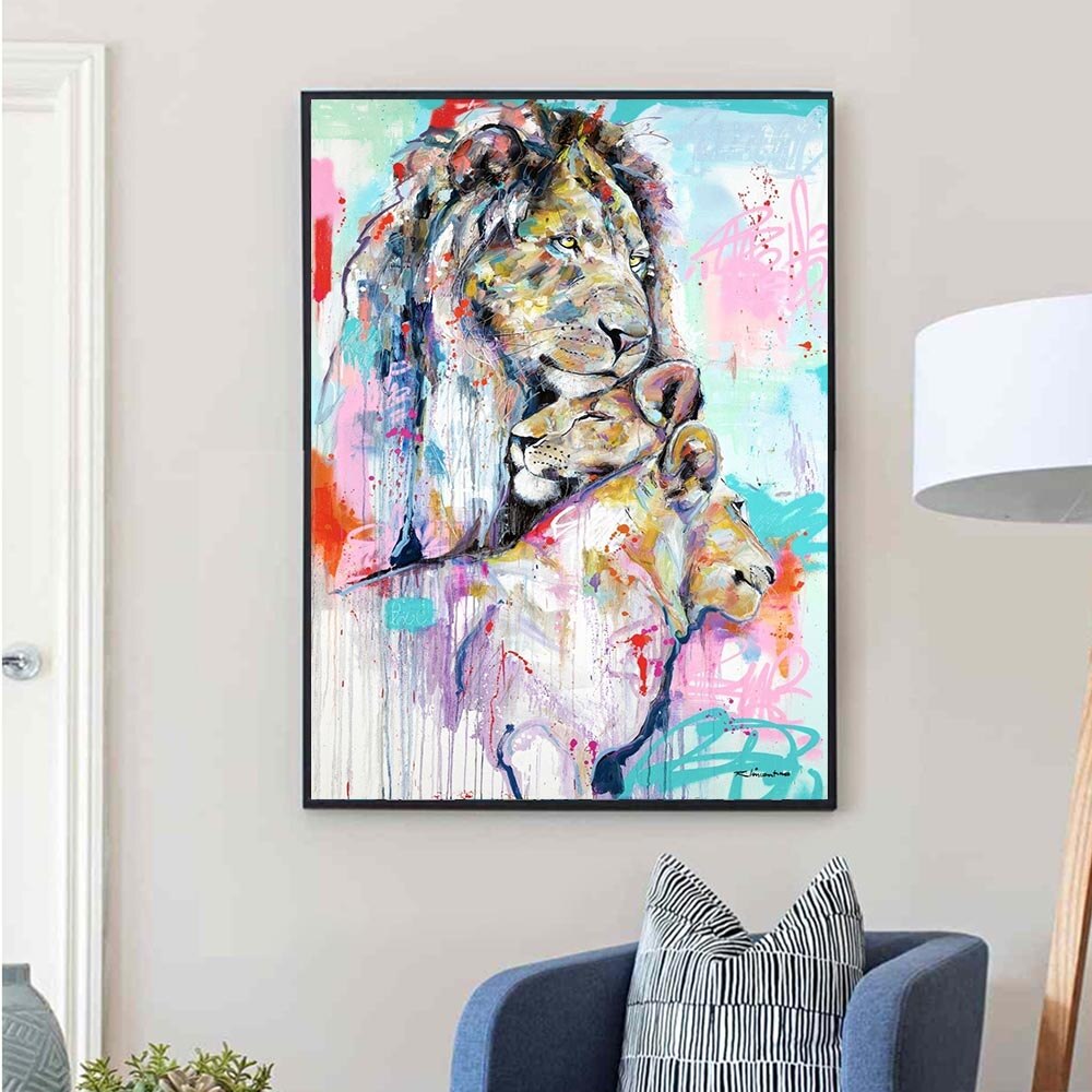 ChandeliersDecor.com-Wall Posters-Lion Family Art: Symbol of Love – Decorate Your Space