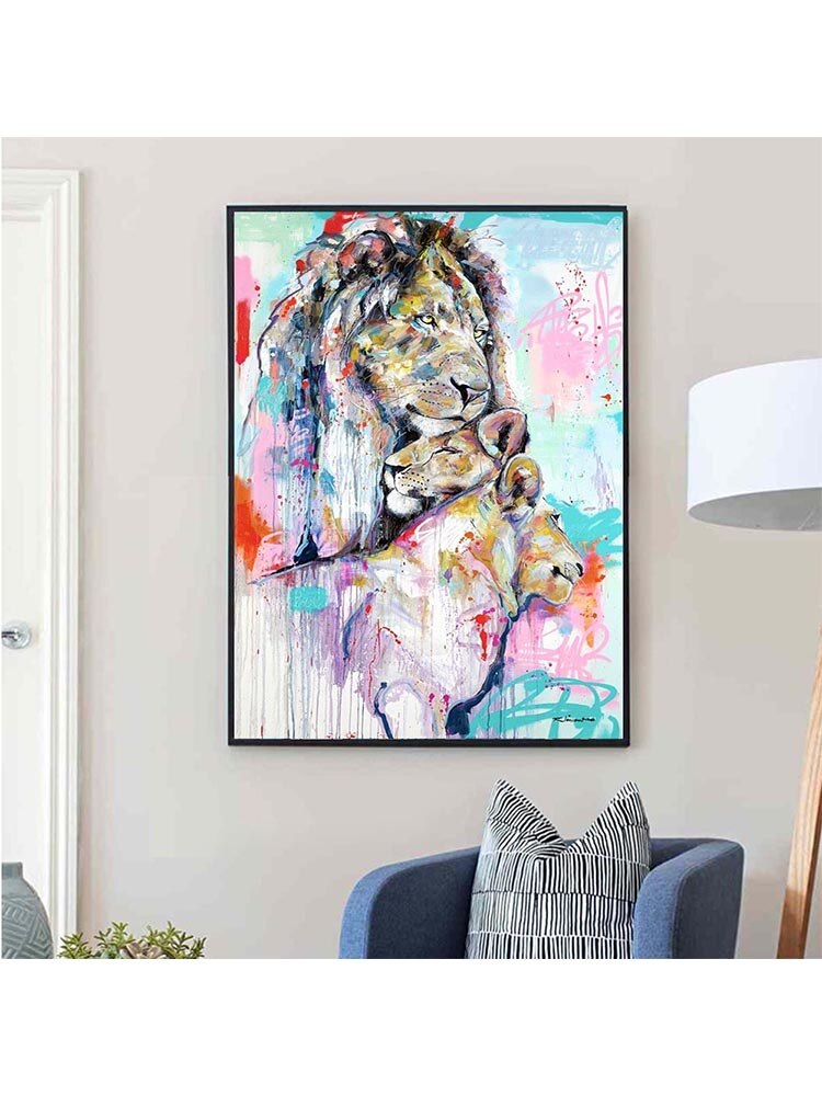 ChandeliersDecor.com-Wall Posters-Lion Family Art: Symbol of Love – Decorate Your Space