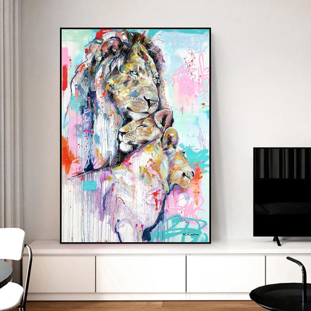 ChandeliersDecor.com-Wall Posters-Lion Family Art: Symbol of Love – Decorate Your Space