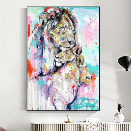 ChandeliersDecor.com-Wall Posters-Lion Family Art: Symbol of Love – Decorate Your Space