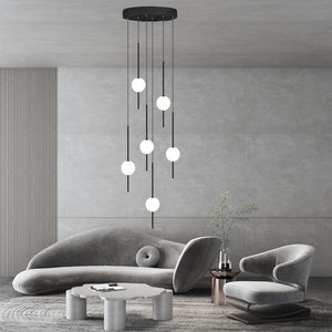 ChandeliersDecor.com-Staircase Chandelier-Long Line Glass Ball Chandelier - Lighting Solution.