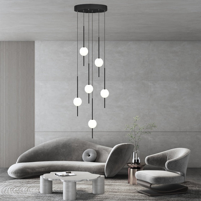 ChandeliersDecor.com-Staircase Chandelier-Long Line Glass Ball Chandelier - Lighting Solution.