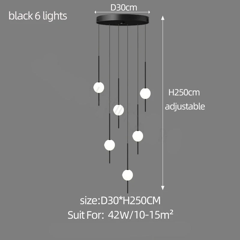 ChandeliersDecor.com-Staircase Chandelier-Long Line Glass Ball Chandelier - Lighting Solution.