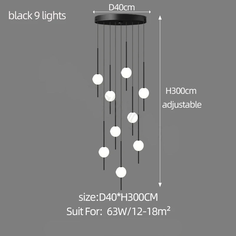 ChandeliersDecor.com-Staircase Chandelier-Long Line Glass Ball Chandelier - Lighting Solution.