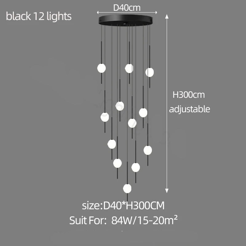 ChandeliersDecor.com-Staircase Chandelier-Long Line Glass Ball Chandelier - Lighting Solution.