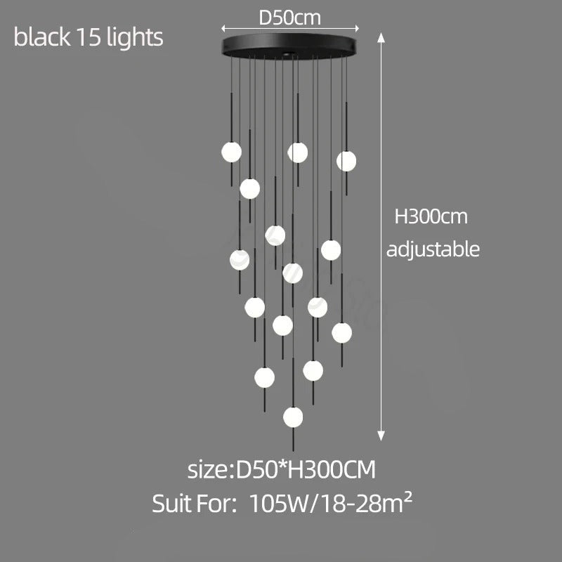 ChandeliersDecor.com-Staircase Chandelier-Long Line Glass Ball Chandelier - Lighting Solution.