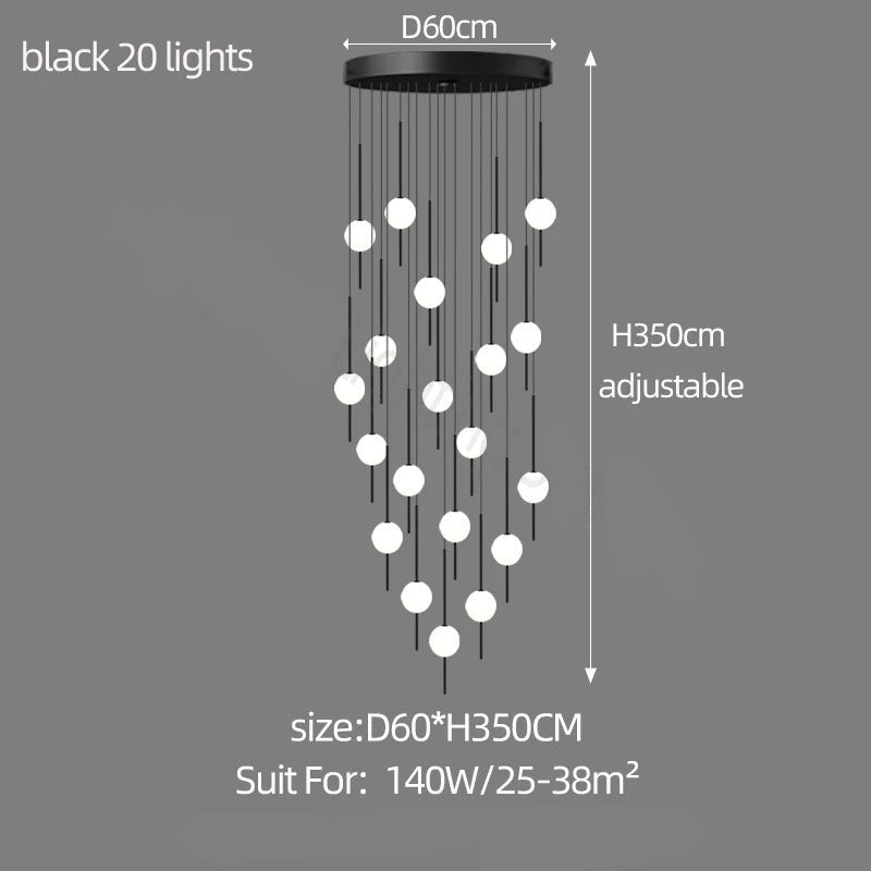 ChandeliersDecor.com-Staircase Chandelier-Long Line Glass Ball Chandelier - Lighting Solution.