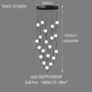 ChandeliersDecor.com-Staircase Chandelier-Long Line Glass Ball Chandelier - Lighting Solution.