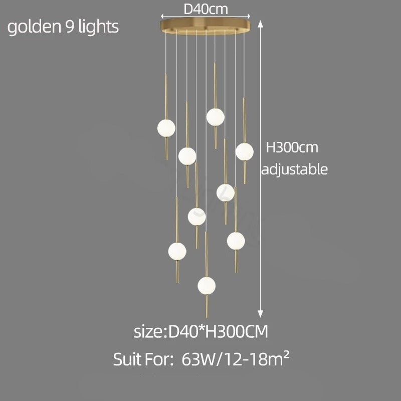 ChandeliersDecor.com-Staircase Chandelier-Long Line Glass Ball Chandelier - Lighting Solution.