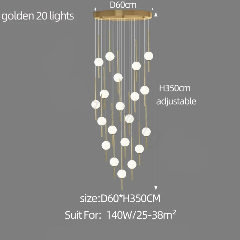 ChandeliersDecor.com-Staircase Chandelier-Long Line Glass Ball Chandelier - Lighting Solution.