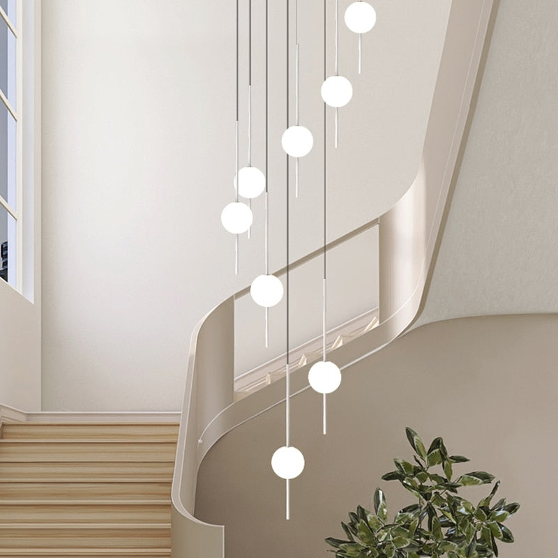 ChandeliersDecor.com-Staircase Chandelier-Long Line Glass Ball Chandelier - Lighting Solution.