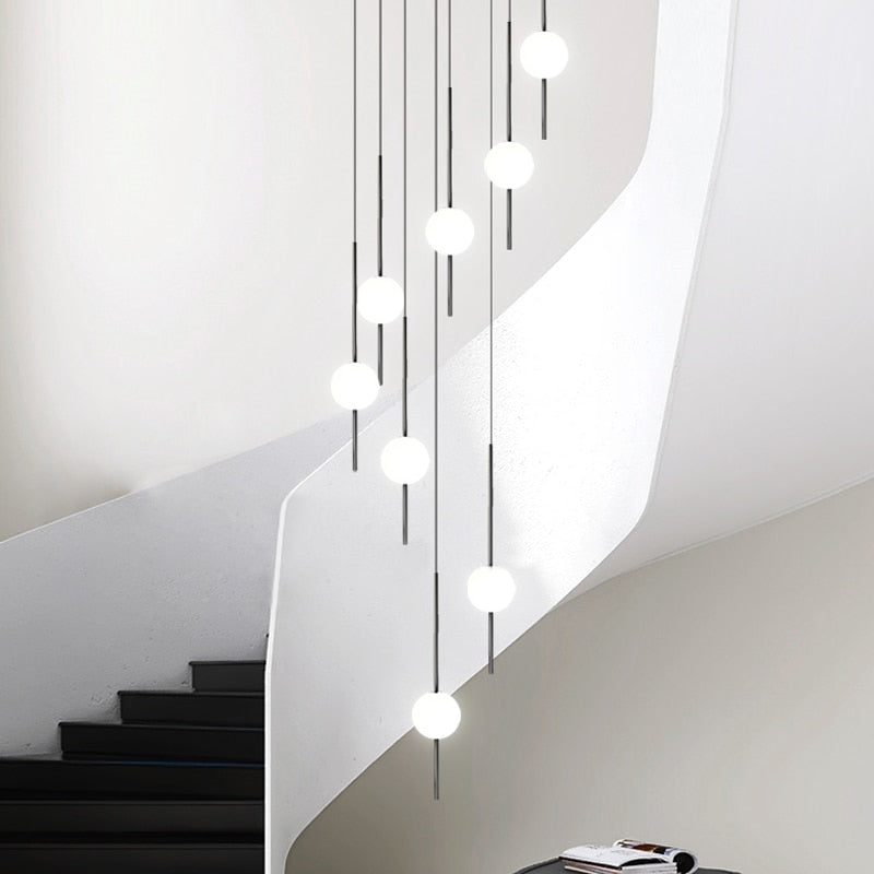 ChandeliersDecor.com-Staircase Chandelier-Long Line Glass Ball Chandelier - Lighting Solution.