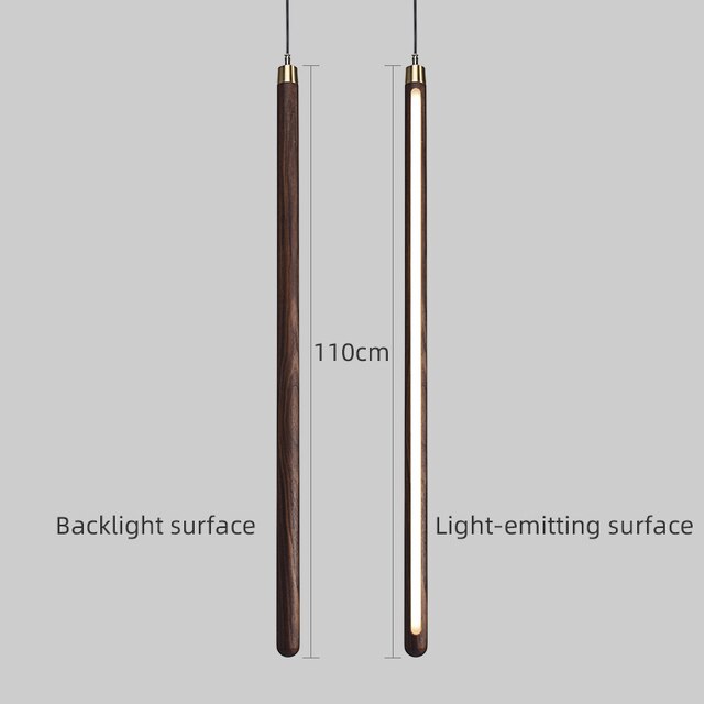 ChandeliersDecor.com-Pendant Lights-Long Strip Hanging Light - Walnut Pendant Light