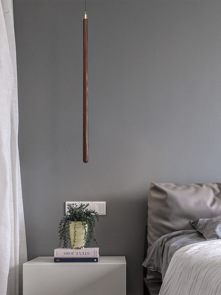 ChandeliersDecor.com-Pendant Lights-Long Strip Hanging Light - Walnut Pendant Light