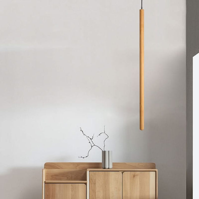 Long Strip Hanging Light - Walnut Pendant Light-ChandeliersDecor.com