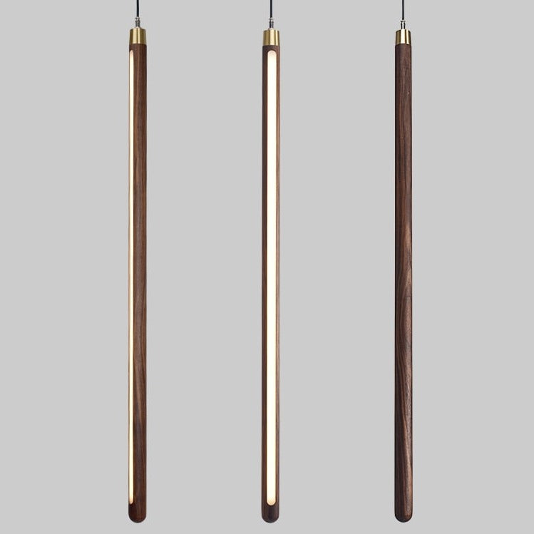 ChandeliersDecor.com-Pendant Lights-Long Strip Hanging Light - Walnut Pendant Light