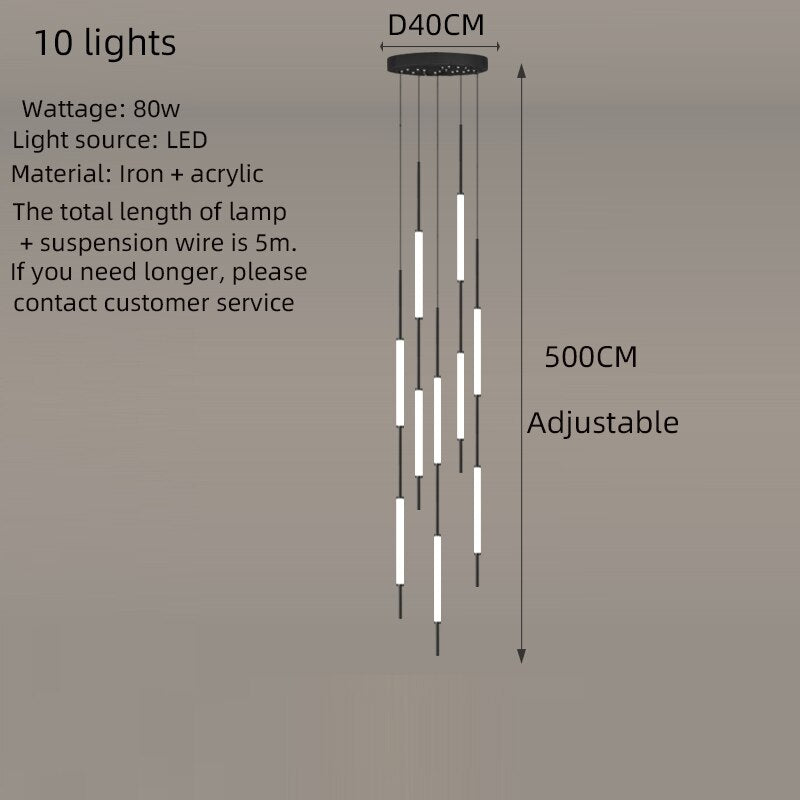 ChandeliersDecor.com-Staircase Chandelier-Long Tubes Chandelier – Illuminate Your Space with Style