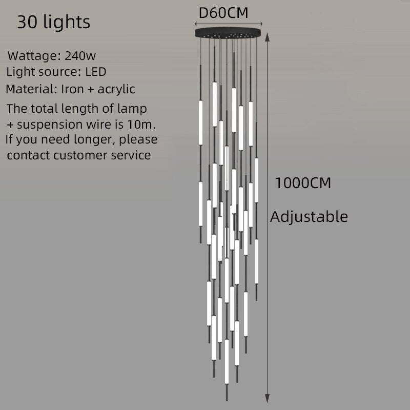 ChandeliersDecor.com-Staircase Chandelier-Long Tubes Chandelier – Illuminate Your Space with Style