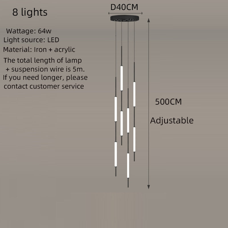 ChandeliersDecor.com-Staircase Chandelier-Long Tubes Chandelier – Illuminate Your Space with Style