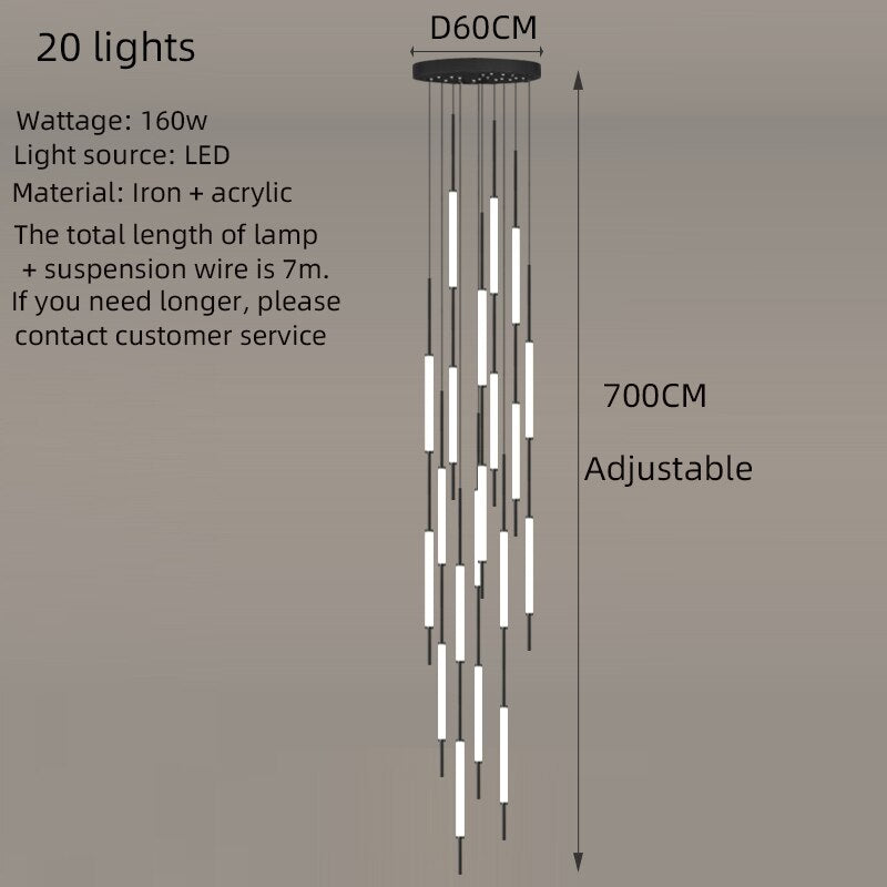 ChandeliersDecor.com-Staircase Chandelier-Long Tubes Chandelier – Illuminate Your Space with Style