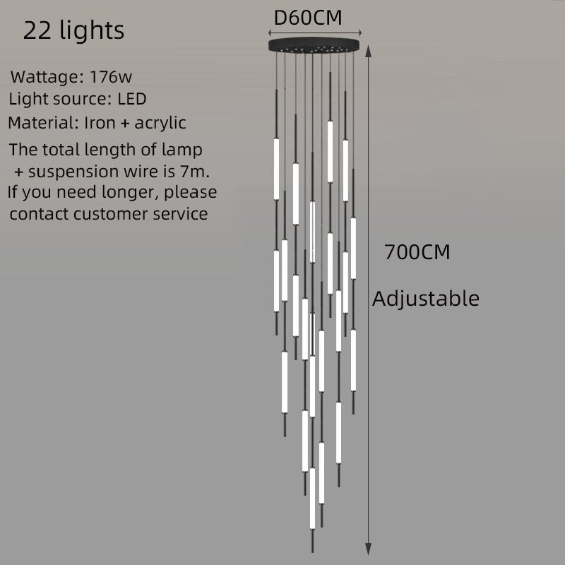 ChandeliersDecor.com-Staircase Chandelier-Long Tubes Chandelier – Illuminate Your Space with Style