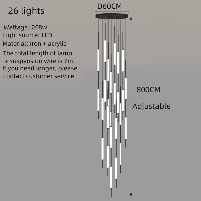 ChandeliersDecor.com-Staircase Chandelier-Long Tubes Chandelier – Illuminate Your Space with Style