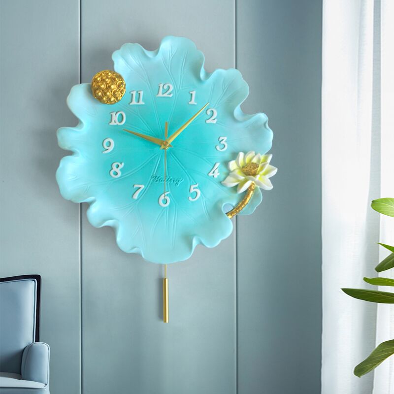 ChandeliersDecor.com-Wall Clocks-Lotus Leaf Wall Clock: Elegant Timepiece for Your Home
