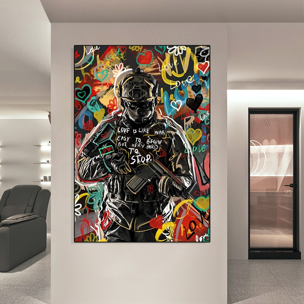 ChandeliersDecor.com-Wall Posters-Love is like war Soldier Poster - Exquisite Artwork 2022