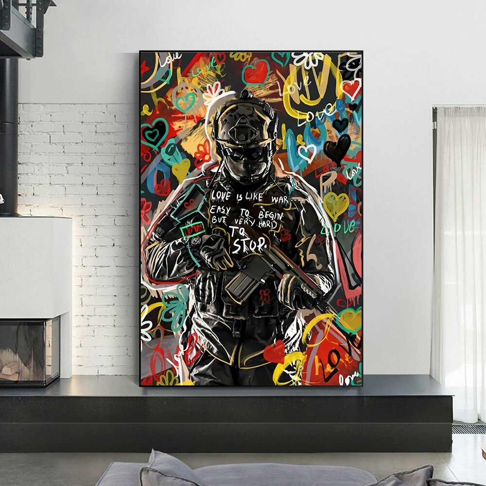 ChandeliersDecor.com-Wall Posters-Love is like war Soldier Poster - Exquisite Artwork 2022