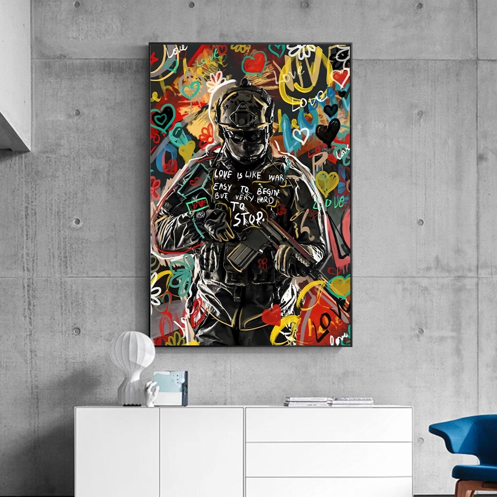 ChandeliersDecor.com-Wall Posters-Love is like war Soldier Poster - Exquisite Artwork 2022
