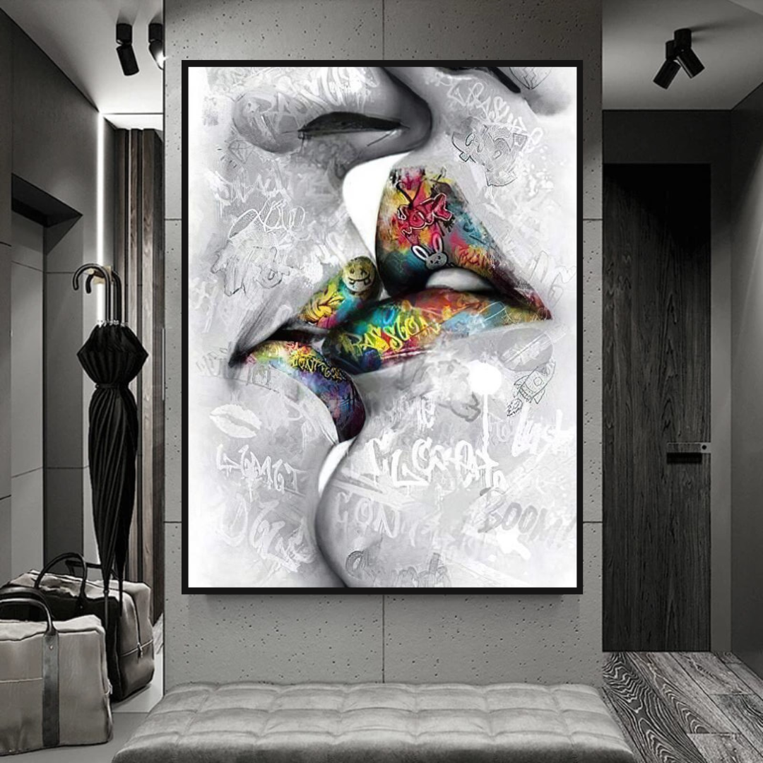ChandeliersDecor.com-Wall Posters-Lovers Kiss Wall Art: Exquisite Decor for Passionate Souls