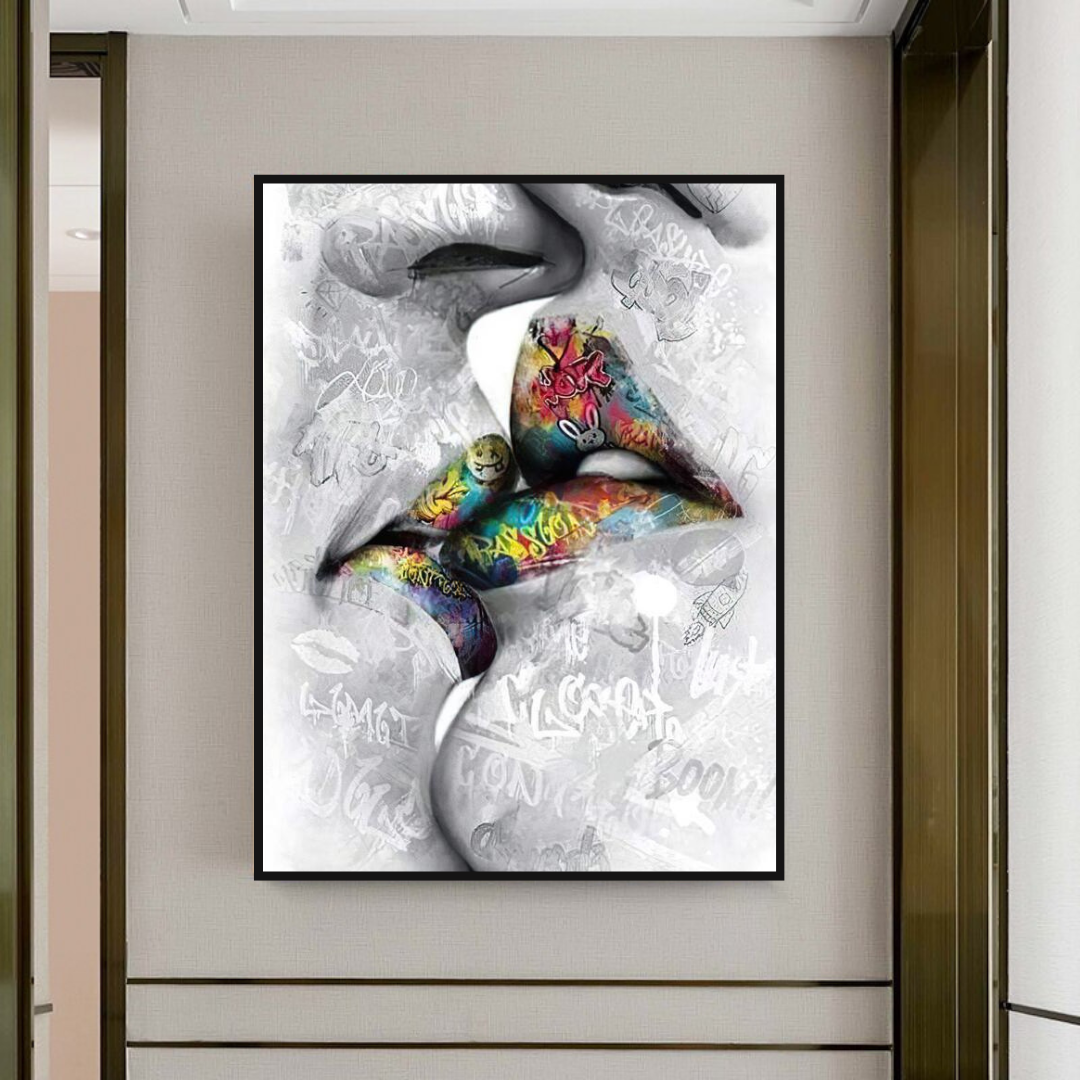 ChandeliersDecor.com-Wall Posters-Lovers Kiss Wall Art: Exquisite Decor for Passionate Souls