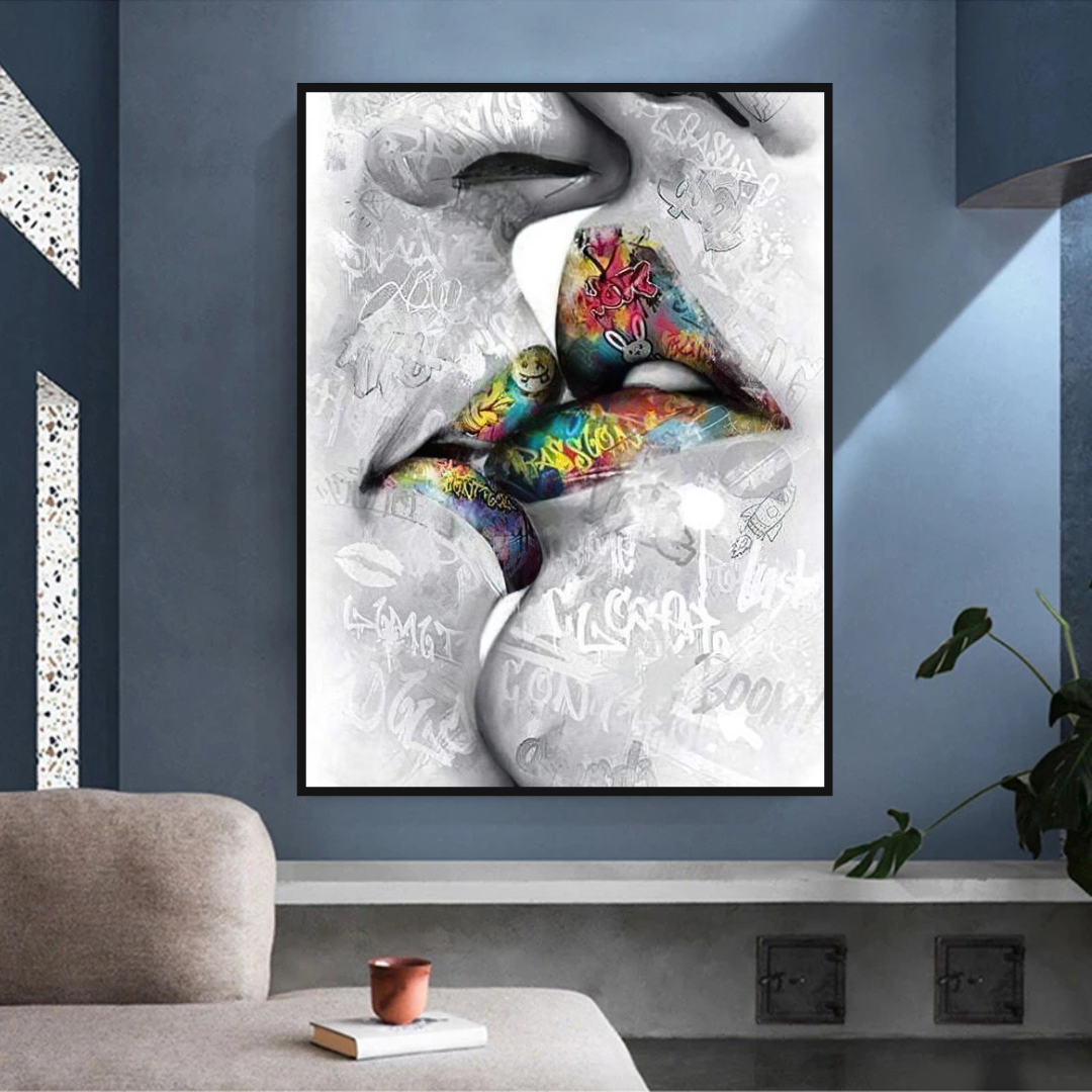 ChandeliersDecor.com-Wall Posters-Lovers Kiss Wall Art: Exquisite Decor for Passionate Souls