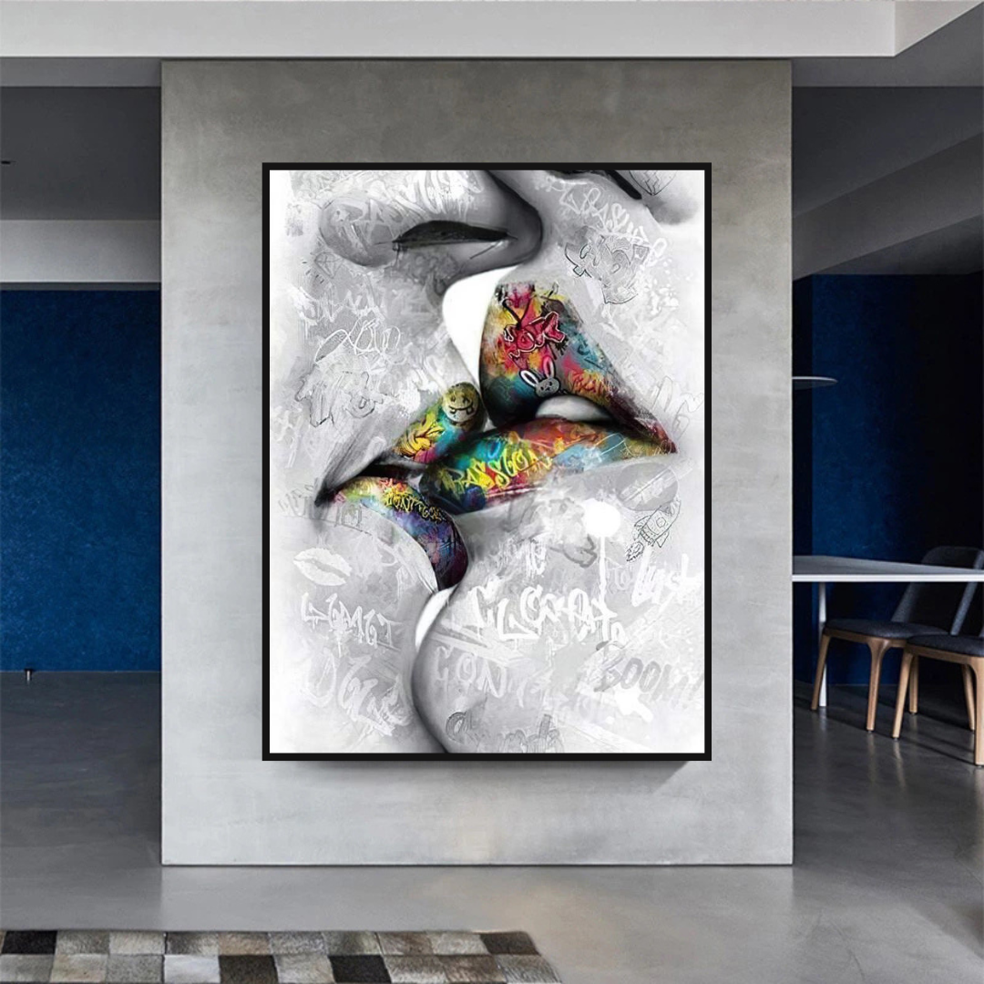 ChandeliersDecor.com-Wall Posters-Lovers Kiss Wall Art: Exquisite Decor for Passionate Souls