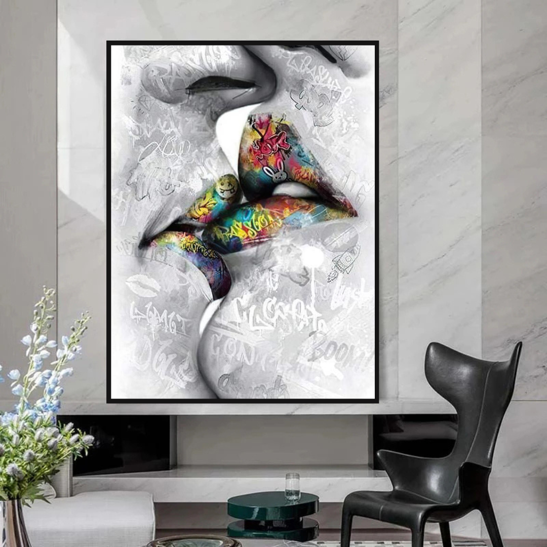 ChandeliersDecor.com-Wall Posters-Lovers Kiss Wall Art: Exquisite Decor for Passionate Souls