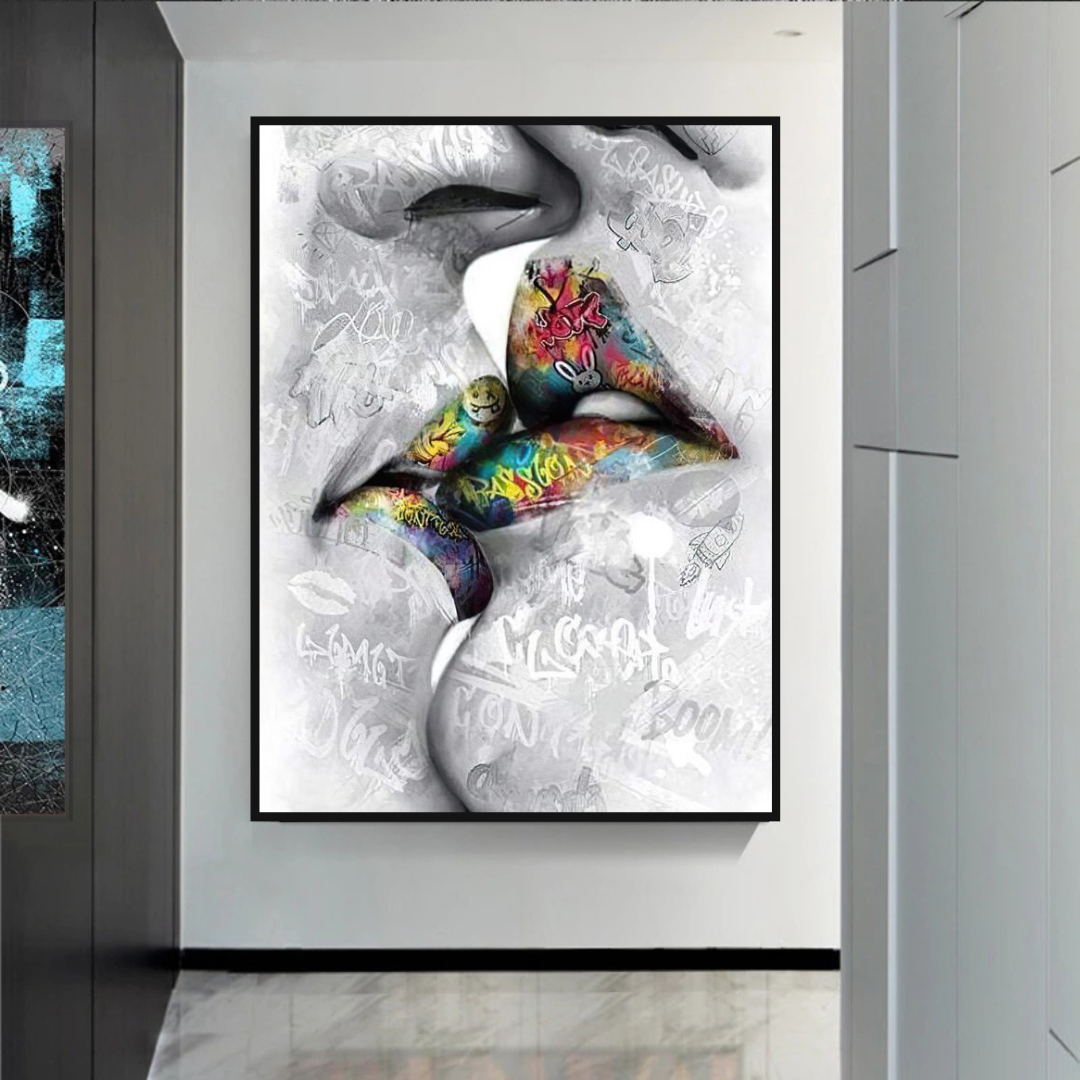 ChandeliersDecor.com-Wall Posters-Lovers Kiss Wall Art: Exquisite Decor for Passionate Souls