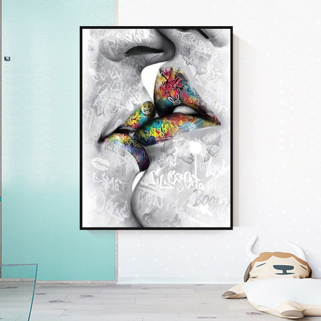 ChandeliersDecor.com-Wall Posters-Lovers Kiss Wall Art: Exquisite Decor for Passionate Souls