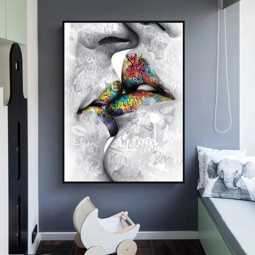 ChandeliersDecor.com-Wall Posters-Lovers Kiss Wall Art: Exquisite Decor for Passionate Souls