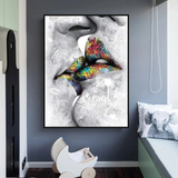 ChandeliersDecor.com-Wall Posters-Lovers Kiss Wall Art: Exquisite Decor for Passionate Souls