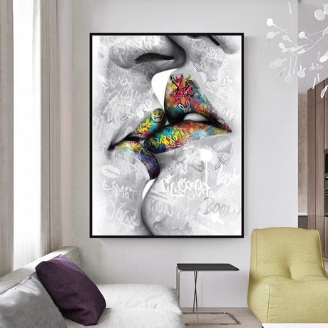 ChandeliersDecor.com-Wall Posters-Lovers Kiss Wall Art: Exquisite Decor for Passionate Souls