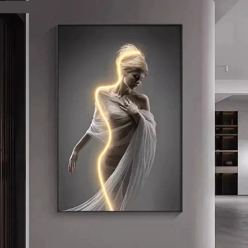 ChandeliersDecor.com-LED Wall Art-Luminous LED Girl Abstract Art Wall Lamp