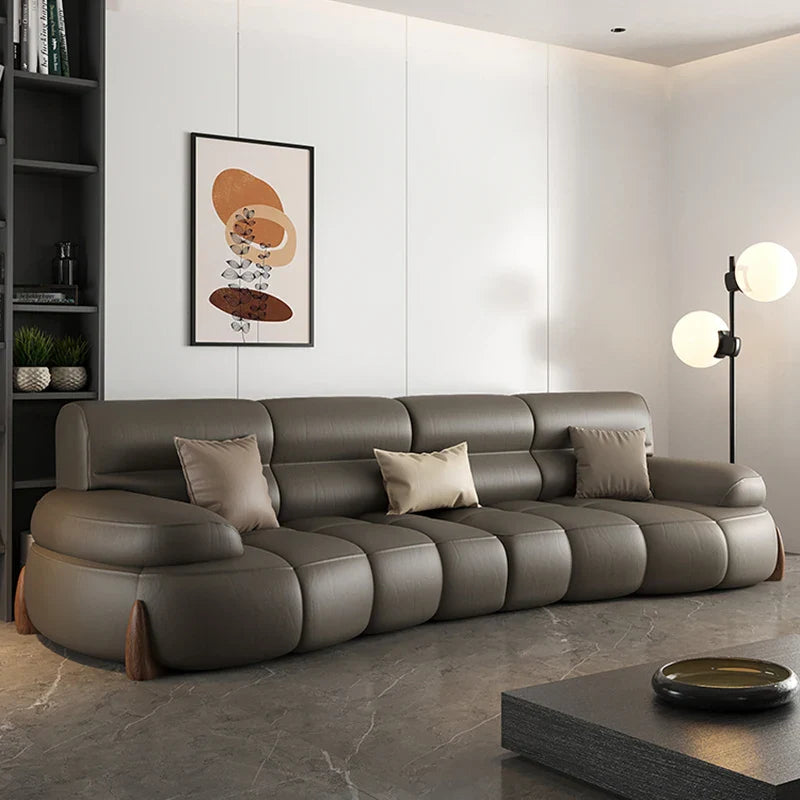 ChandeliersDecor.com-Sofa Set-Luxury Cow Hide Leather Sectional Sofa Set