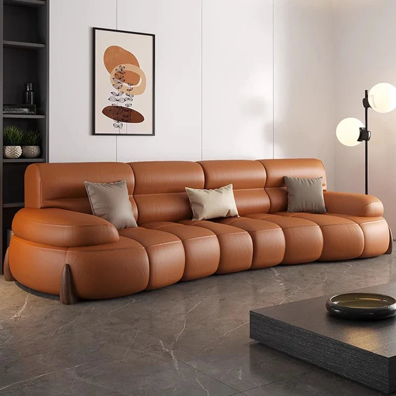 ChandeliersDecor.com-Sofa Set-Luxury Cow Hide Leather Sectional Sofa Set