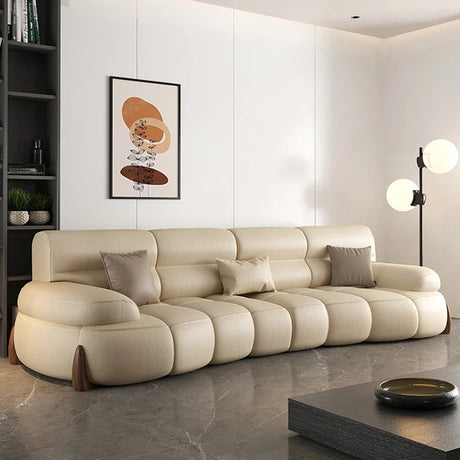 ChandeliersDecor.com-Sofa Set-Luxury Cow Hide Leather Sectional Sofa Set