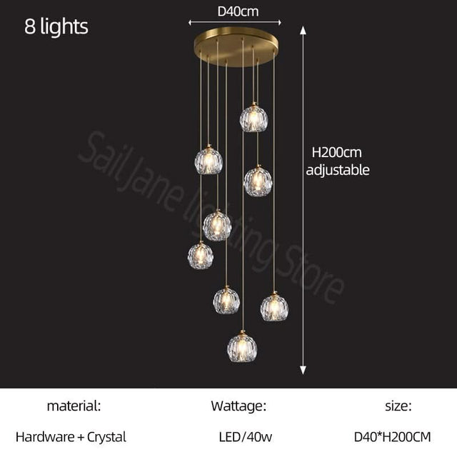 Luxury Crystal Stair Chandelier - Football Shape-ChandeliersDecor.com