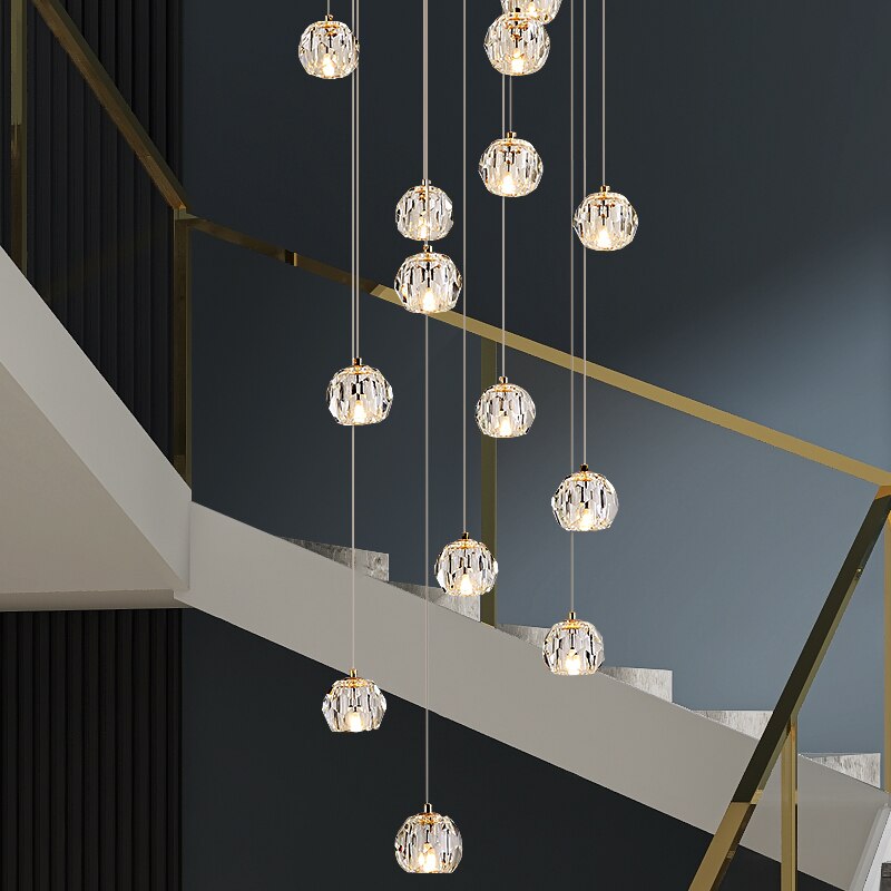 ChandeliersDecor.com-Staircase Chandelier-Luxury Crystal Stair Chandelier - Football Shape