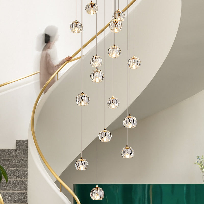 ChandeliersDecor.com-Staircase Chandelier-Luxury Crystal Stair Chandelier - Football Shape