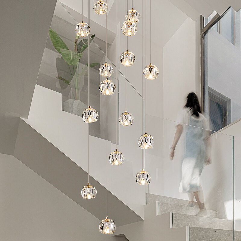 ChandeliersDecor.com-Staircase Chandelier-Luxury Crystal Stair Chandelier - Football Shape