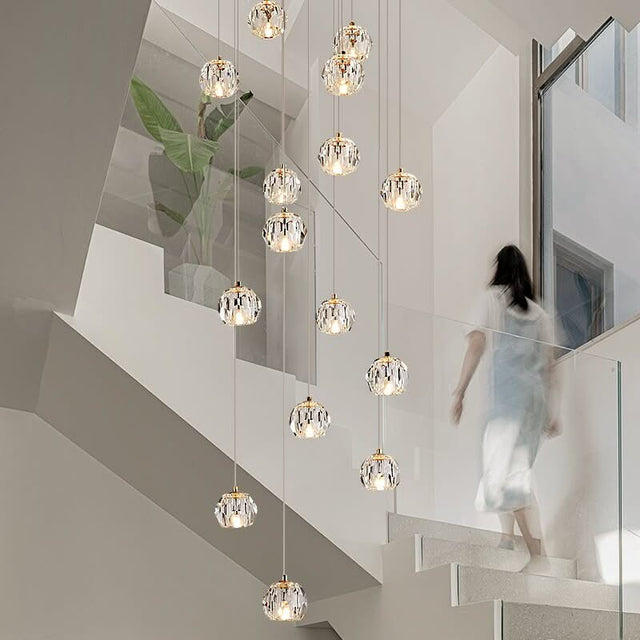 Luxury Crystal Stair Chandelier - Football Shape-ChandeliersDecor.com