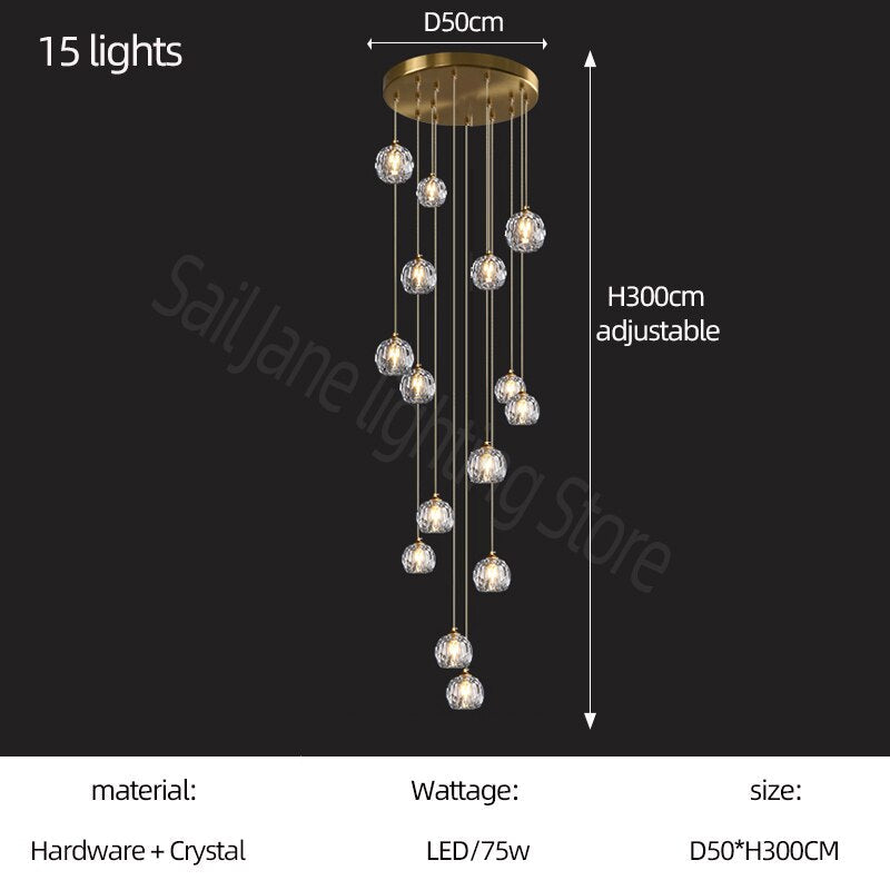 ChandeliersDecor.com-Staircase Chandelier-Luxury Crystal Stair Chandelier - Football Shape